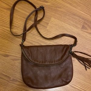 REAL Brown Leather Crossbody Purse made in Italy
